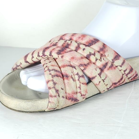 ISABEL MARANT Women's EU39 US8-8,5 Holden Velvet Pink Tie Dye Slide Sandals - Picture 15 of 16